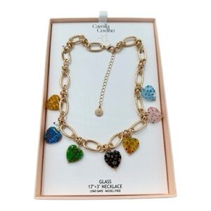 Camila Coelho Gold Tone Hearts Statement Necklace, 17” with 3” extender